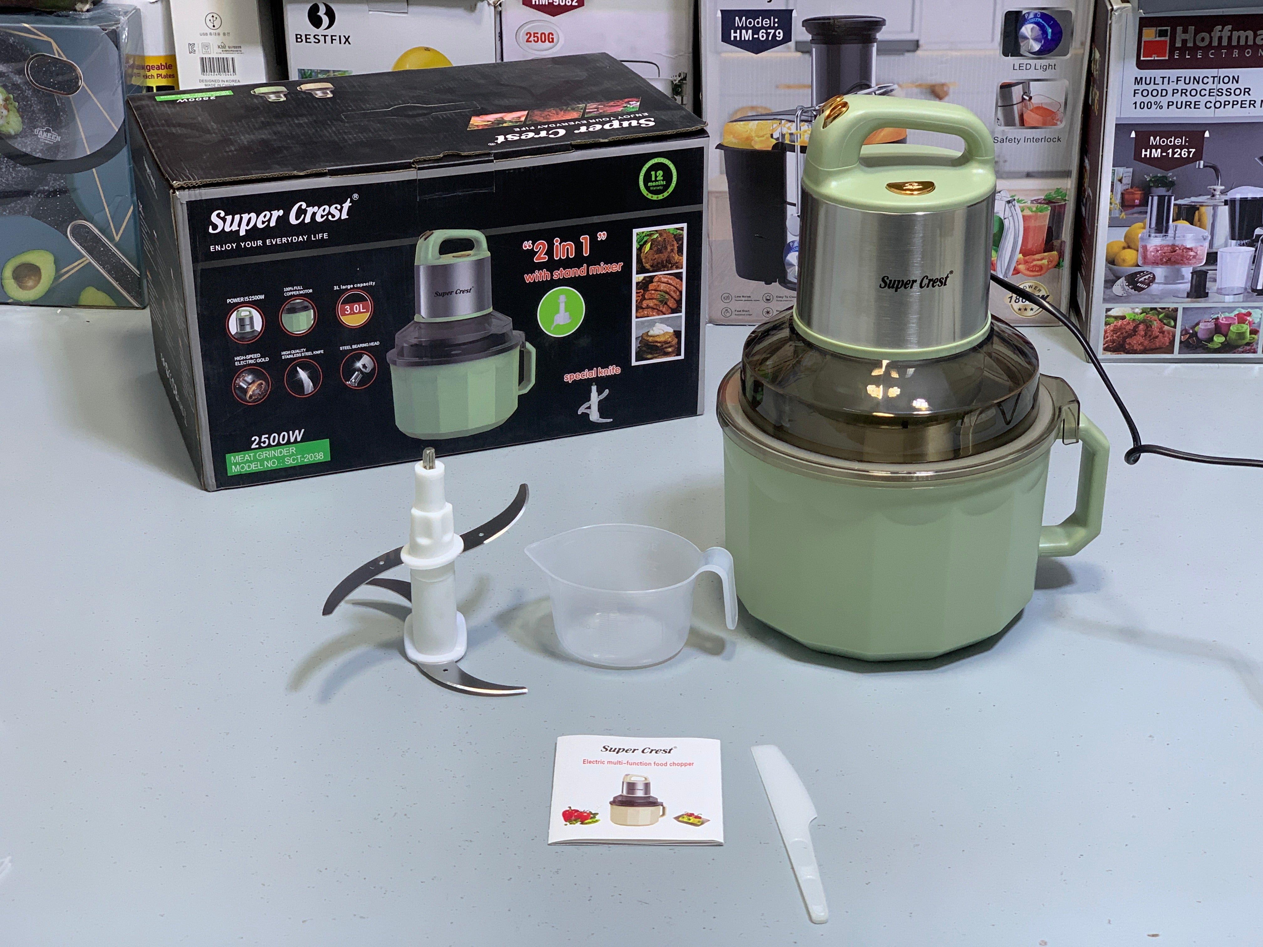 Super Crest 2 in 1 Meat Grinder/ Chopper and Stand Mixer 2500w Model: SCT 2038