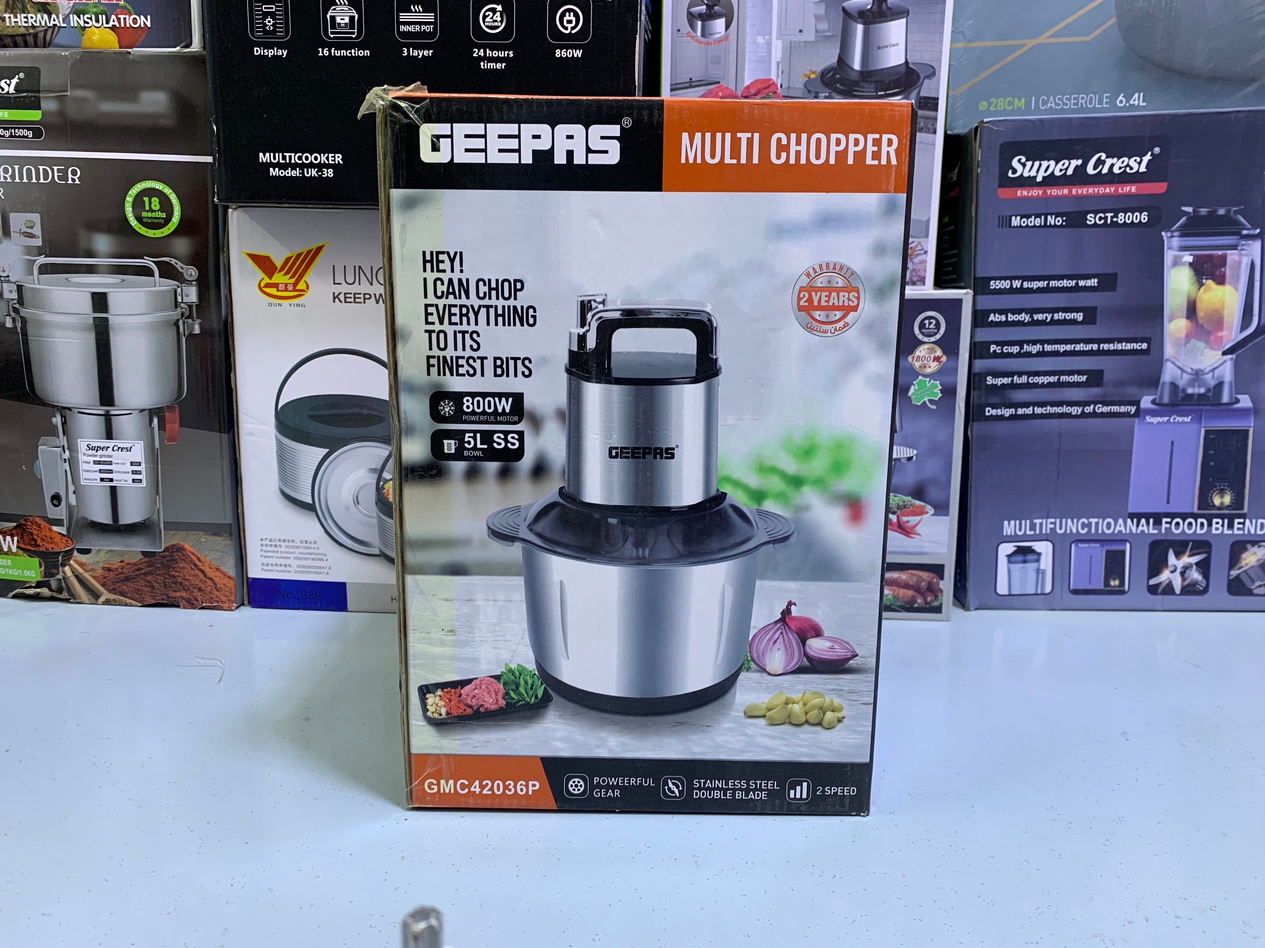 Geepas Multi Chopper 800w and 5L Stainless Steel Double Blades
